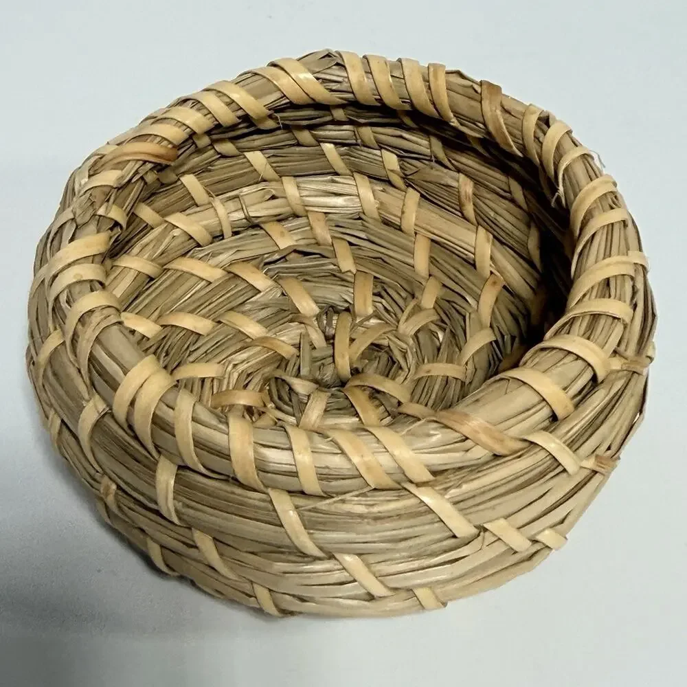 Small Sweetgrass Coil Basket Box with Lid South Carolina Handmade 4.5” Handmade